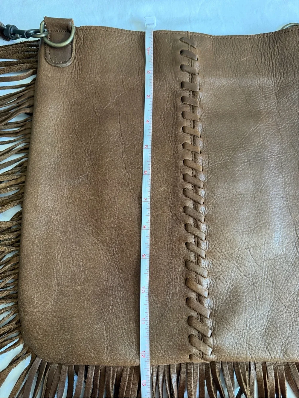 Mcfadin Brown Leather Fringe Western Boho Crossbody Bag Handmade Texas